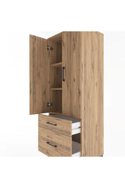 Hyperion Dolap 3 Raflı 2 Çekmeceli 2 Kapaklı 60x44x163 Çam-Çam