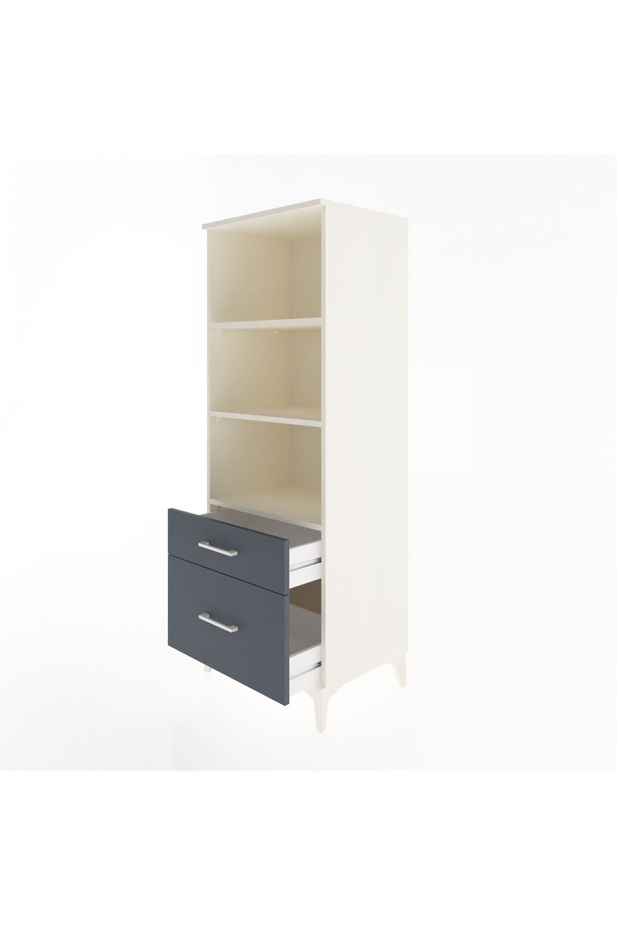 Hyperion Dolap 3 Raflı 2 Çekmeceli 60x44x163 Aytaşı-Antrasit