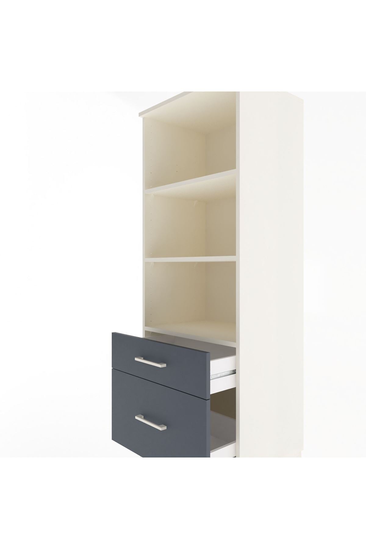 Hyperion Dolap 3 Raflı 2 Çekmeceli 60x44x163 Aytaşı-Antrasit