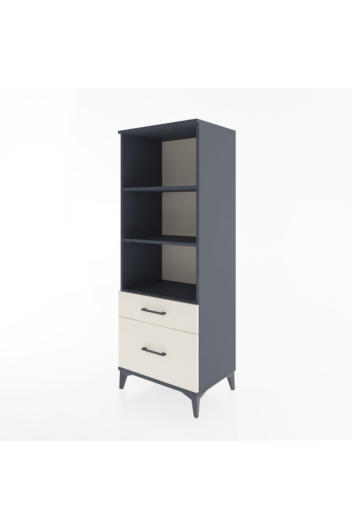 Hyperion Dolap 3 Raflı 2 Çekmeceli 60x44x163 Antrasit-Aytaşı