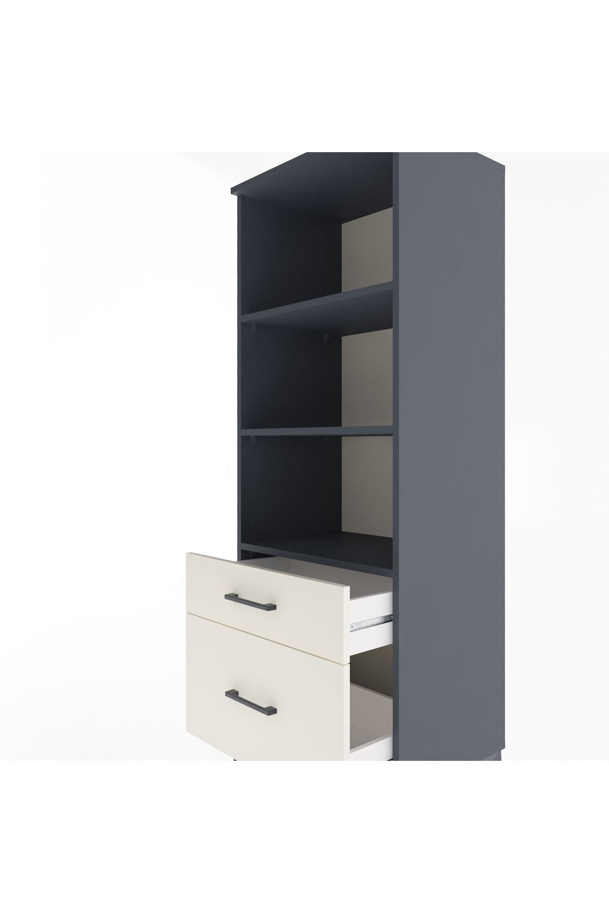 Hyperion Dolap 3 Raflı 2 Çekmeceli 60x44x163 Antrasit-Aytaşı