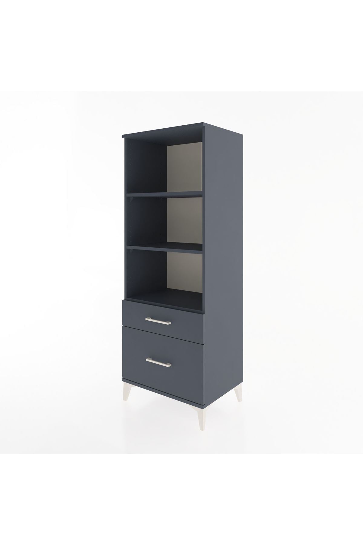 Hyperion Dolap 3 Raflı 2 Çekmeceli 60x44x163 Antrasit-Antrasit