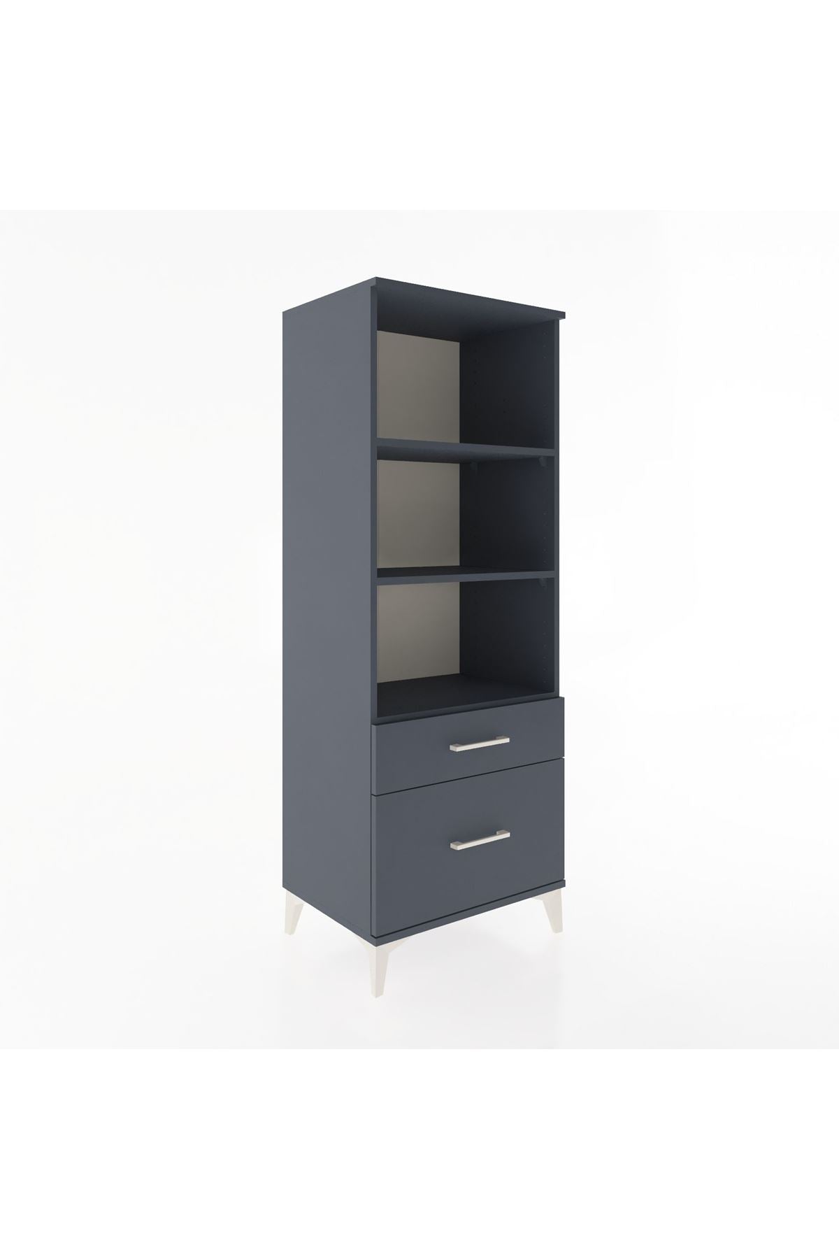 Hyperion Dolap 3 Raflı 2 Çekmeceli 60x44x163 Antrasit-Antrasit