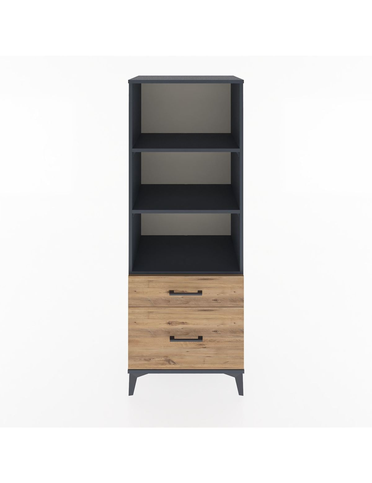 Hyperion Dolap 3 Raflı 2 Çekmeceli 60x44x163 Antrasit-Çam