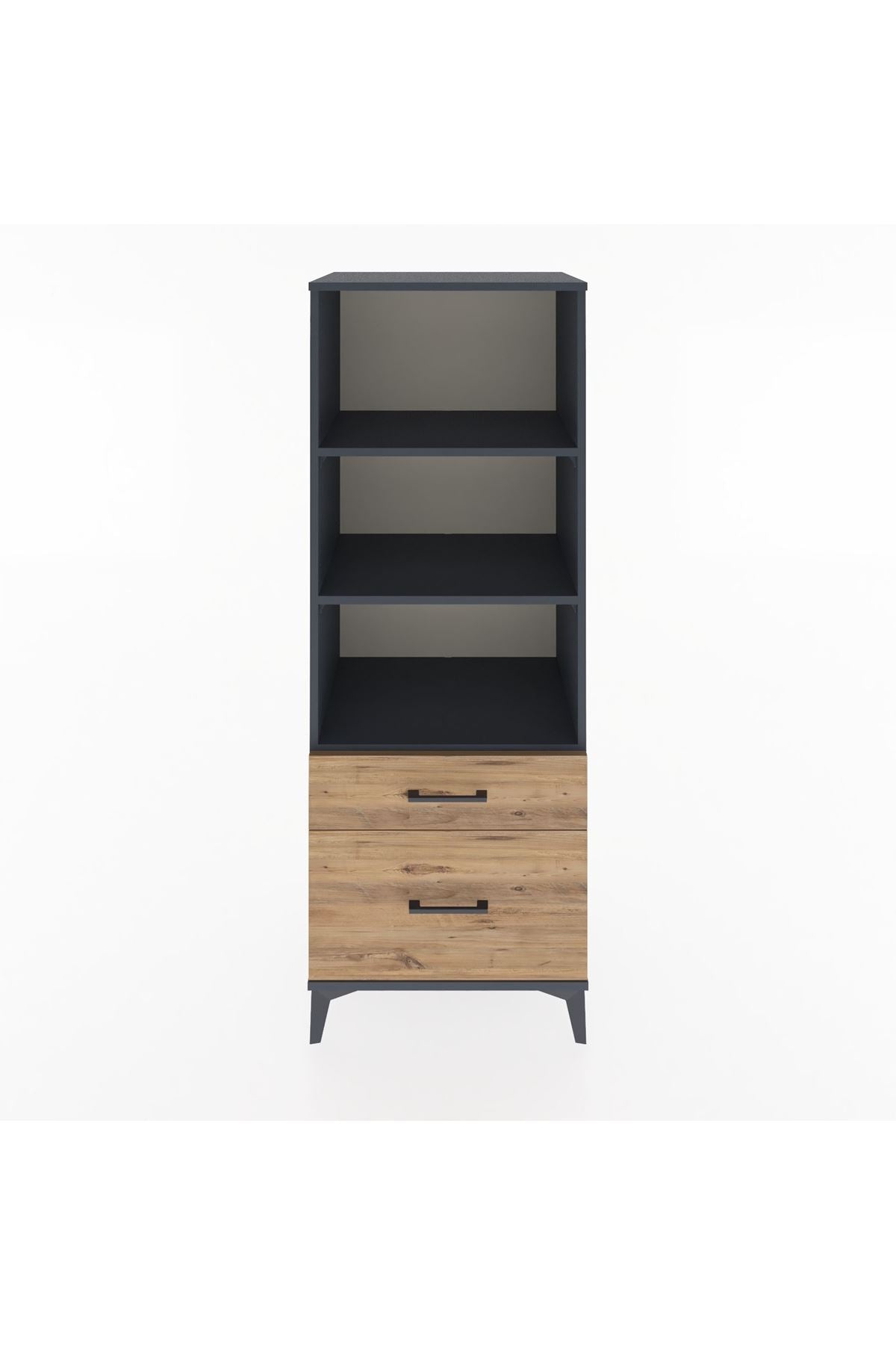 Hyperion Dolap 3 Raflı 2 Çekmeceli 60x44x163 Antrasit-Çam