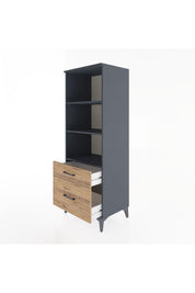 Hyperion Dolap 3 Raflı 2 Çekmeceli 60x44x163 Antrasit-Çam