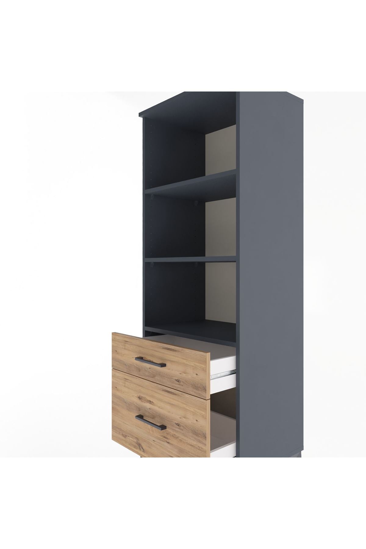 Hyperion Dolap 3 Raflı 2 Çekmeceli 60x44x163 Antrasit-Çam