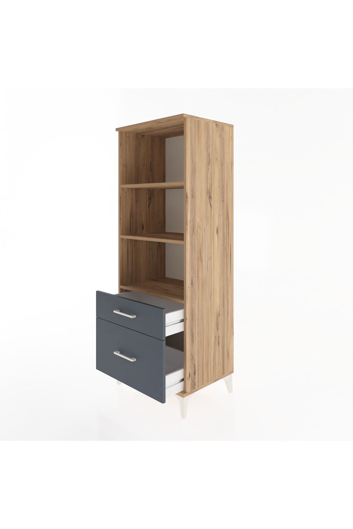 Hyperion Dolap 3 Raflı 2 Çekmeceli 60x44x163 Çam-Antrasit