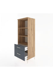 Hyperion Dolap 3 Raflı 2 Çekmeceli 60x44x163 Çam-Antrasit