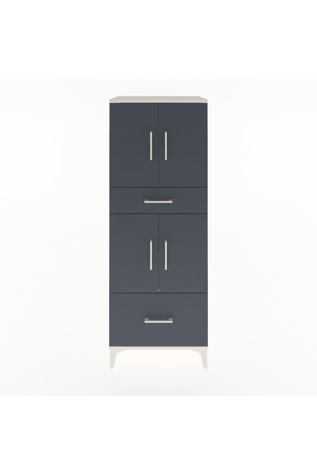 Hyperion Dolap 2 Raflı 2 Çekmeceli 4 Kapaklı 60x44x163 Aytaşı-Antrasit