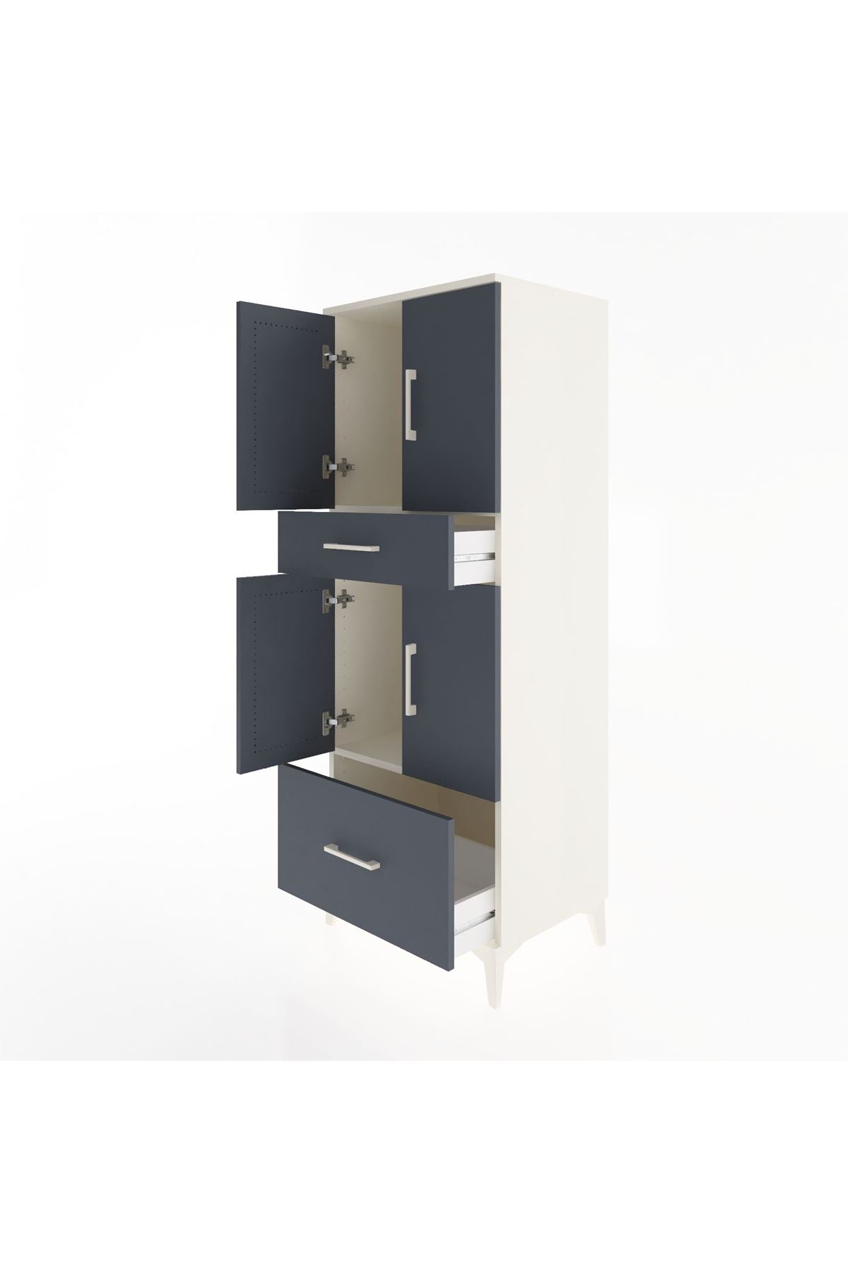 Hyperion Dolap 2 Raflı 2 Çekmeceli 4 Kapaklı 60x44x163 Aytaşı-Antrasit