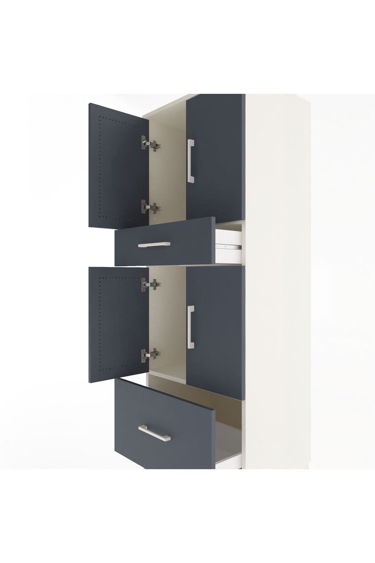 Hyperion Dolap 2 Raflı 2 Çekmeceli 4 Kapaklı 60x44x163 Aytaşı-Antrasit