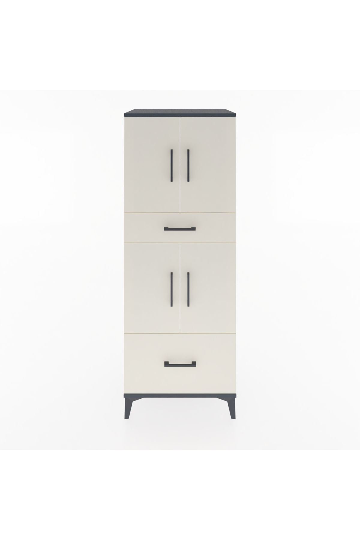 Hyperion Dolap 2 Raflı 2 Çekmeceli 4 Kapaklı 60x44x163 Antrasit-Aytaşı