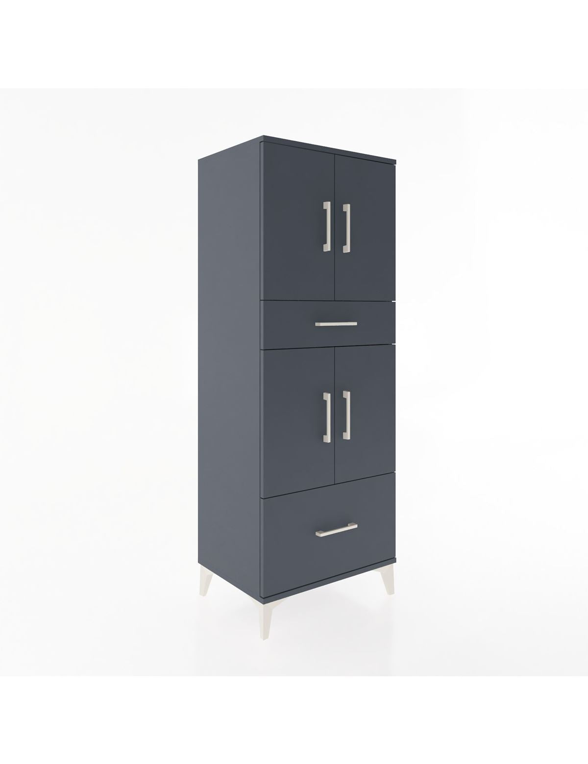 Hyperion Dolap 2 Raflı 2 Çekmeceli 4 Kapaklı 60x44x163 Antrasit-Antrasit