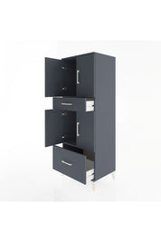 Hyperion Dolap 2 Raflı 2 Çekmeceli 4 Kapaklı 60x44x163 Antrasit-Antrasit