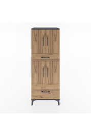 Hyperion Dolap 2 Raflı 2 Çekmeceli 4 Kapaklı 60x44x163 Antrasit-Çam