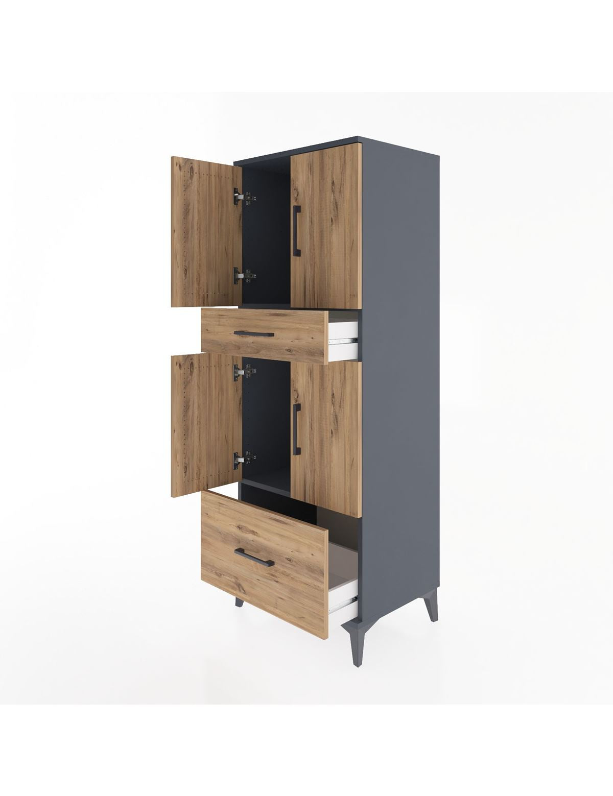 Hyperion Dolap 2 Raflı 2 Çekmeceli 4 Kapaklı 60x44x163 - S53M015V6B