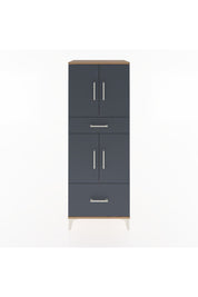 Hyperion Dolap 2 Raflı 2 Çekmeceli 4 Kapaklı 60x44x163 Çam-Antrasit