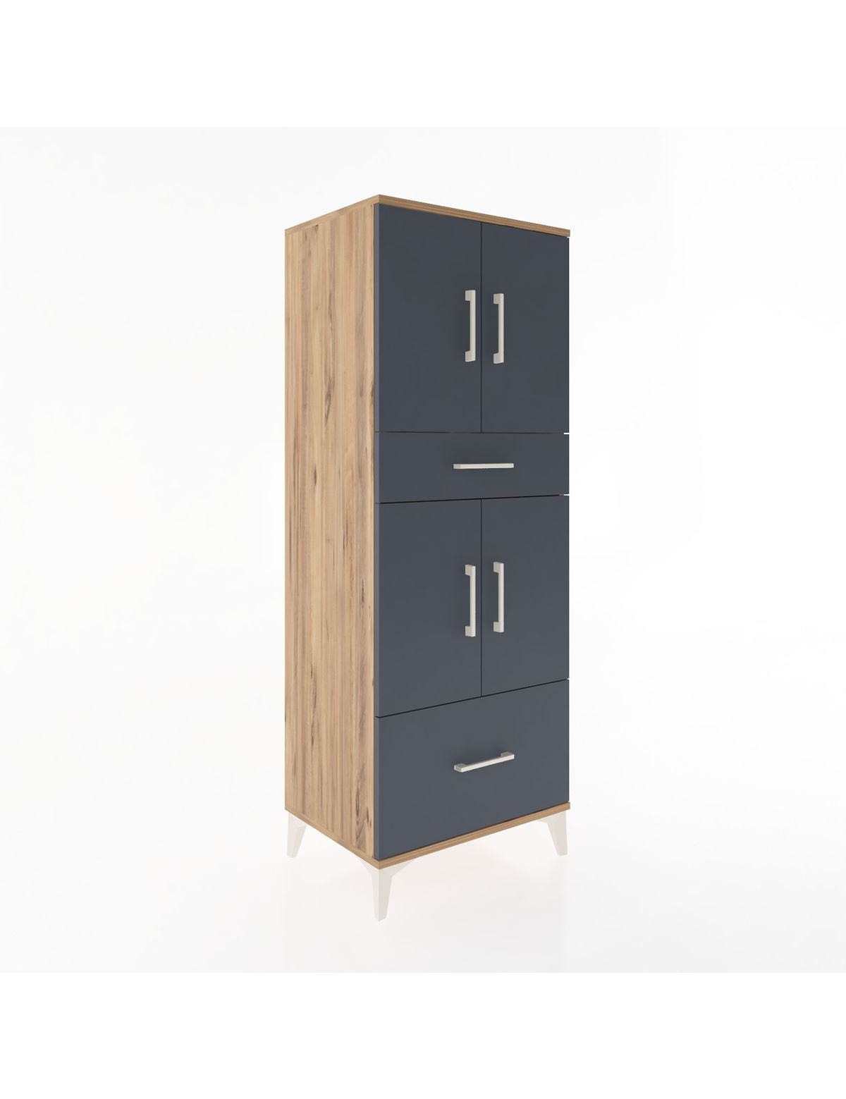 Hyperion Dolap 2 Raflı 2 Çekmeceli 4 Kapaklı 60x44x163 Çam-Antrasit