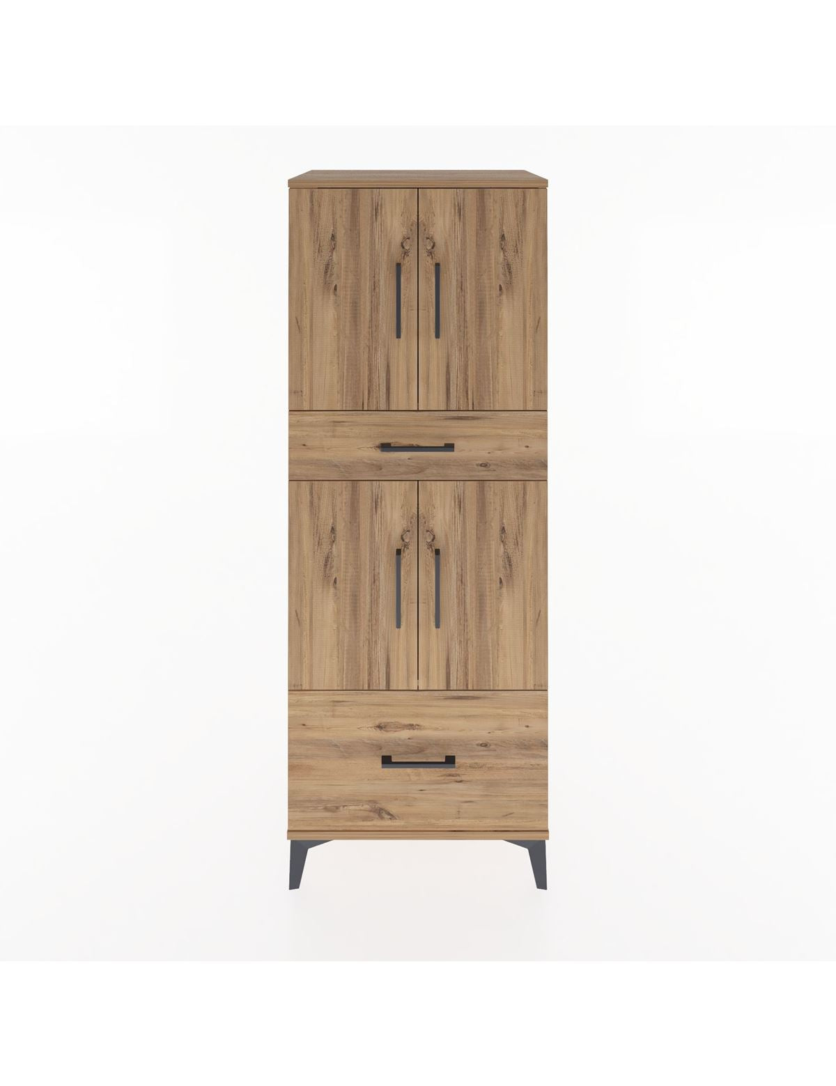 Hyperion Dolap 2 Raflı 2 Çekmeceli 4 Kapaklı 60x44x163 Çam-Çam