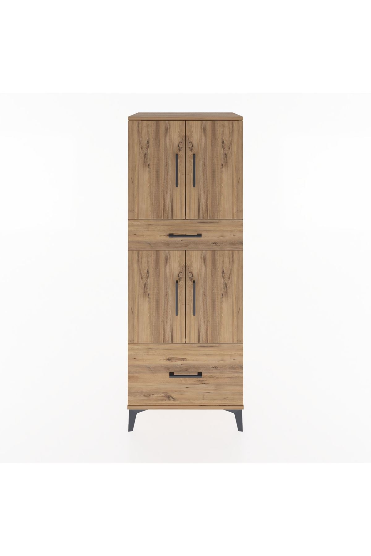 Hyperion Dolap 2 Raflı 2 Çekmeceli 4 Kapaklı 60x44x163 Çam-Çam