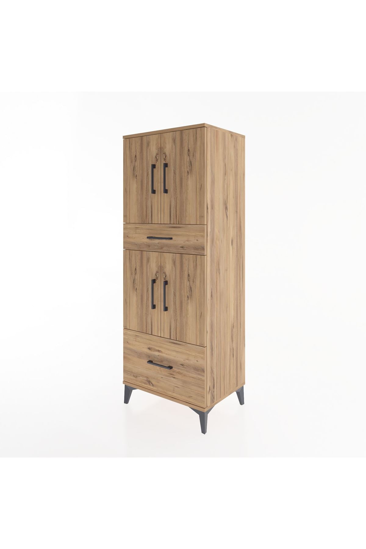 Hyperion Dolap 2 Raflı 2 Çekmeceli 4 Kapaklı 60x44x163 Çam-Çam