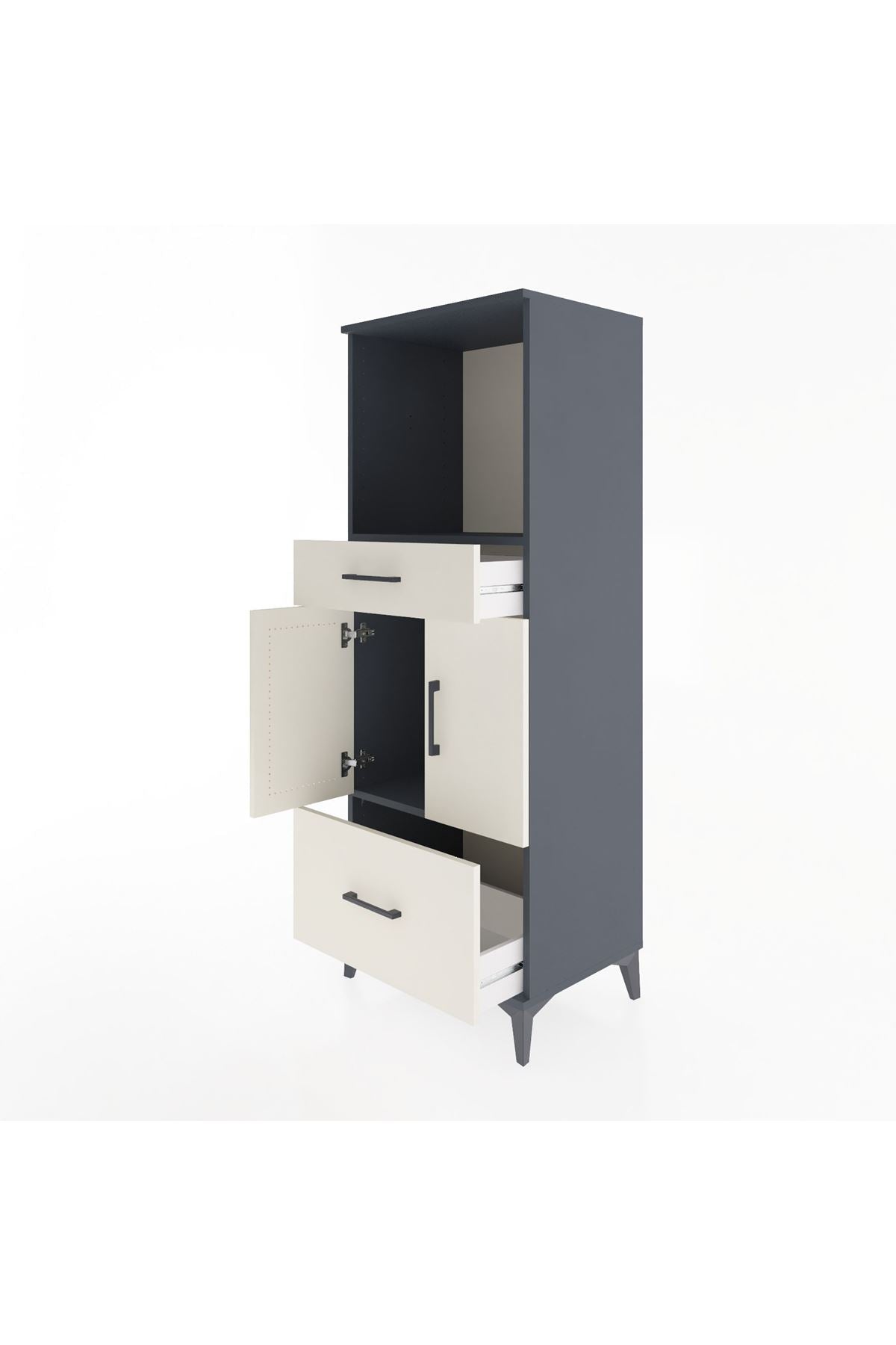 Hyperion Dolap 2 Raflı 2 Çekmeceli 2 Kapaklı 60x44x163 Antrasit-Aytaşı