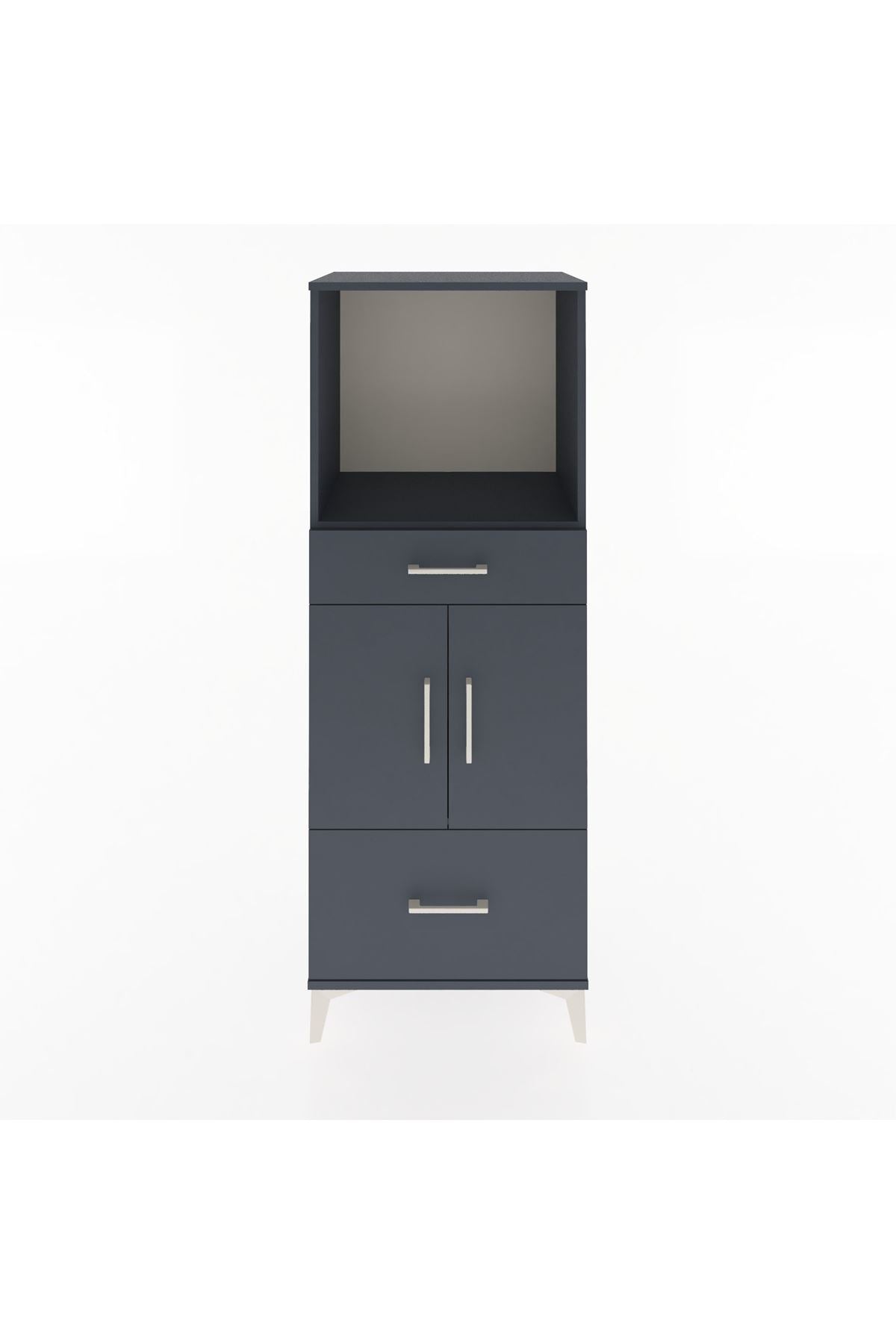 Hyperion Dolap 2 Raflı 2 Çekmeceli 2 Kapaklı 60x44x163 Antrasit-Antrasit