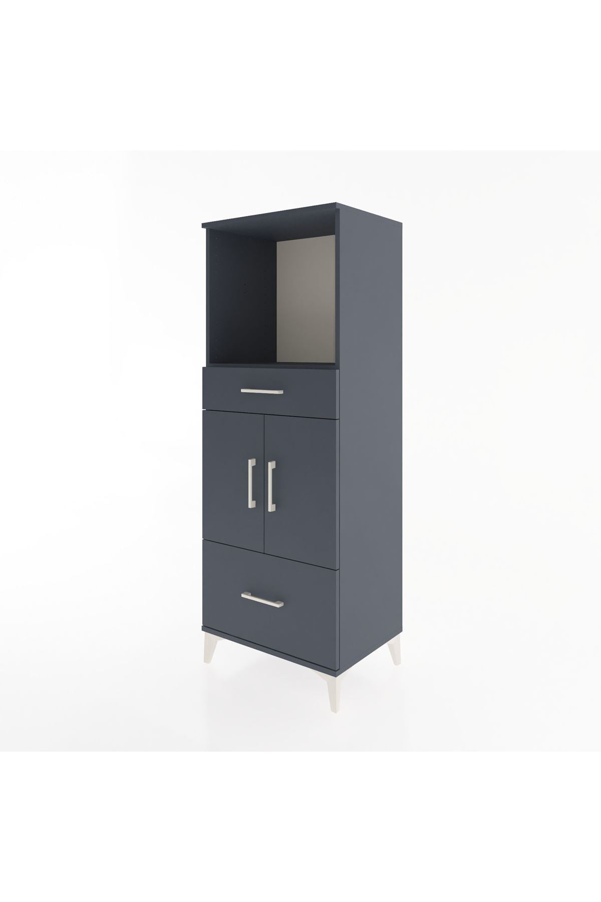 Hyperion Dolap 2 Raflı 2 Çekmeceli 2 Kapaklı 60x44x163 Antrasit-Antrasit