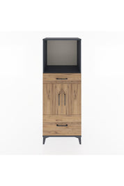 Hyperion Dolap 2 Raflı 2 Çekmeceli 2 Kapaklı 60x44x163 Antrasit-Çam