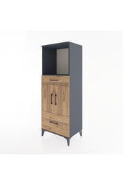 Hyperion Dolap 2 Raflı 2 Çekmeceli 2 Kapaklı 60x44x163 Antrasit-Çam