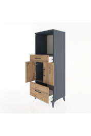Hyperion Dolap 2 Raflı 2 Çekmeceli 2 Kapaklı 60x44x163 Antrasit-Çam