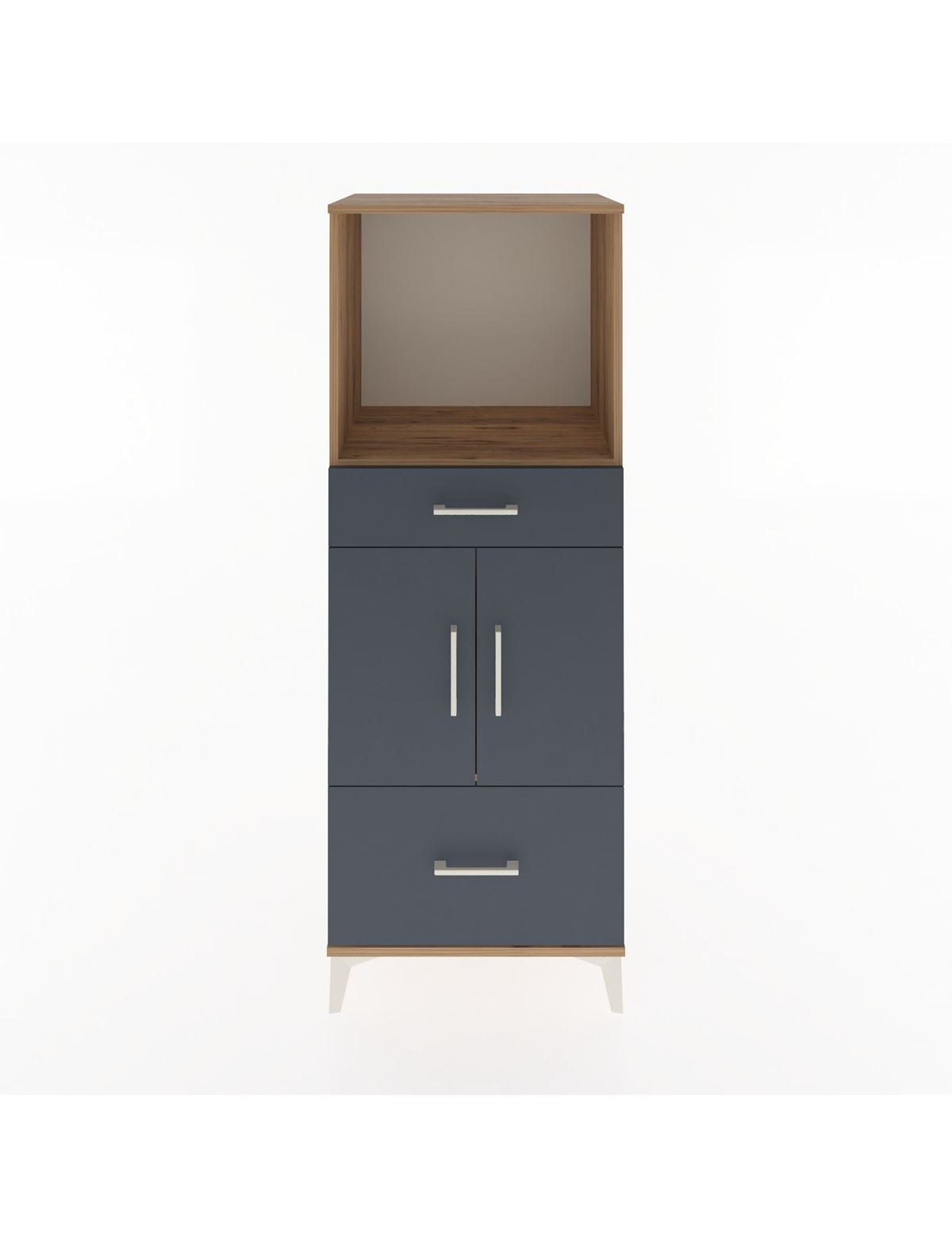 Hyperion Dolap 2 Raflı 2 Çekmeceli 2 Kapaklı 60x44x163 Çam-Antrasit