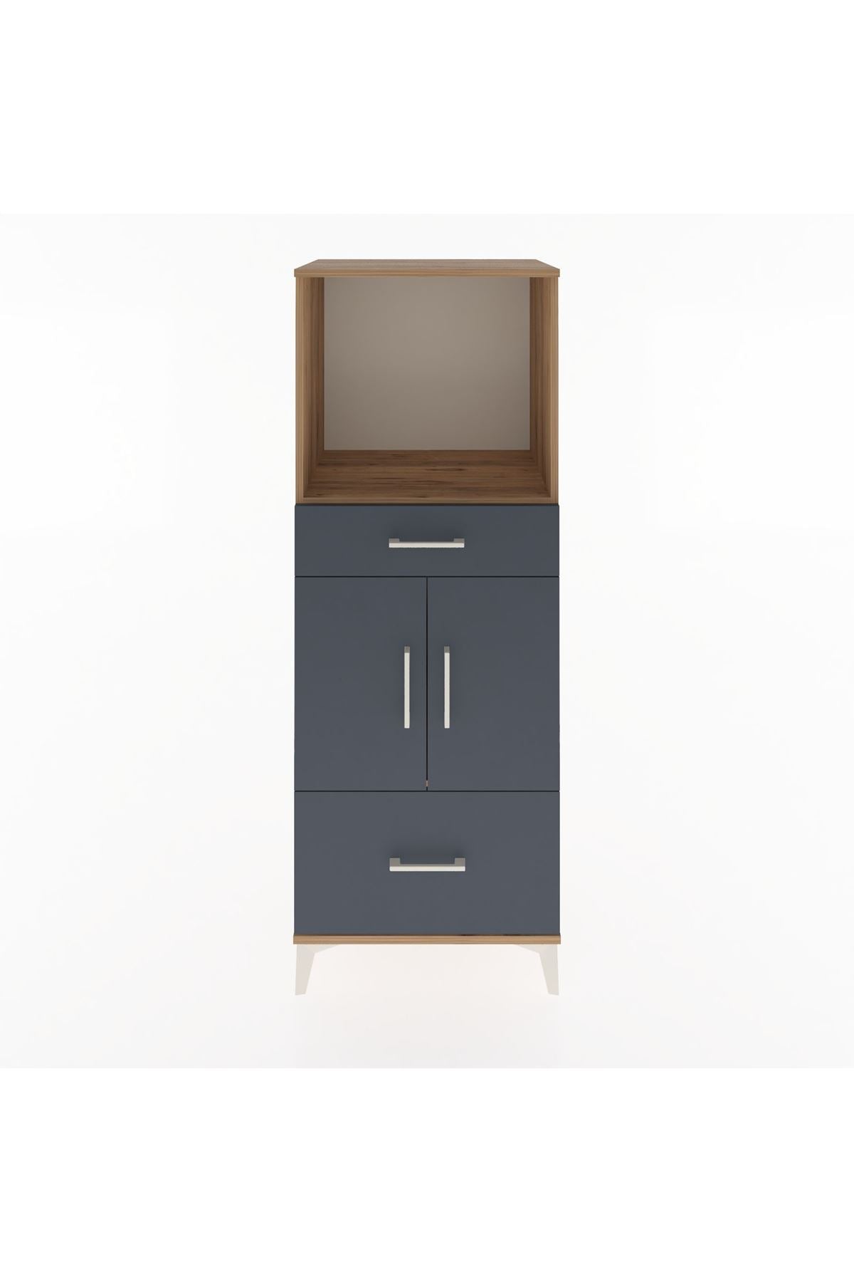 Hyperion Dolap 2 Raflı 2 Çekmeceli 2 Kapaklı 60x44x163 Çam-Antrasit