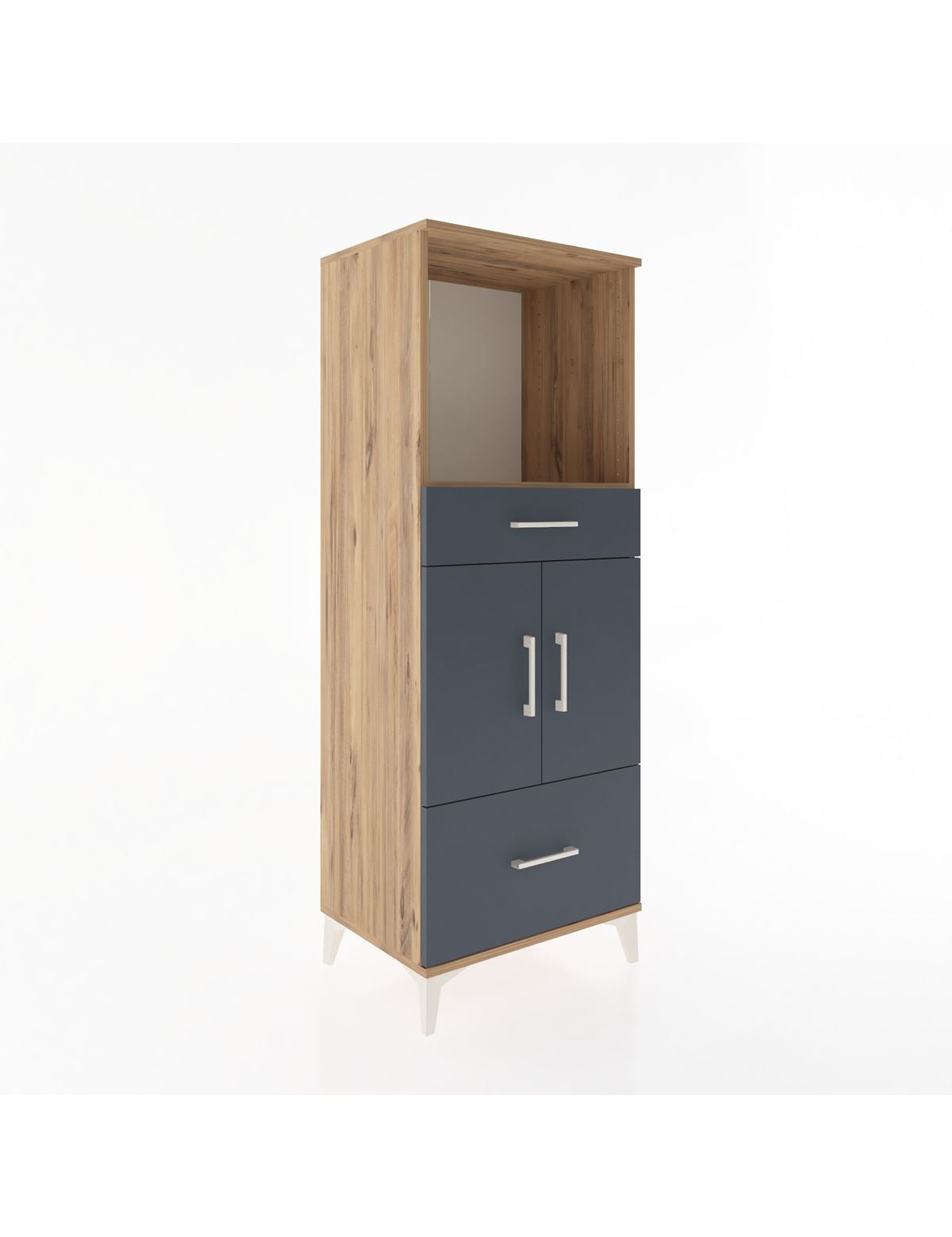 Hyperion Dolap 2 Raflı 2 Çekmeceli 2 Kapaklı 60x44x163 Çam-Antrasit