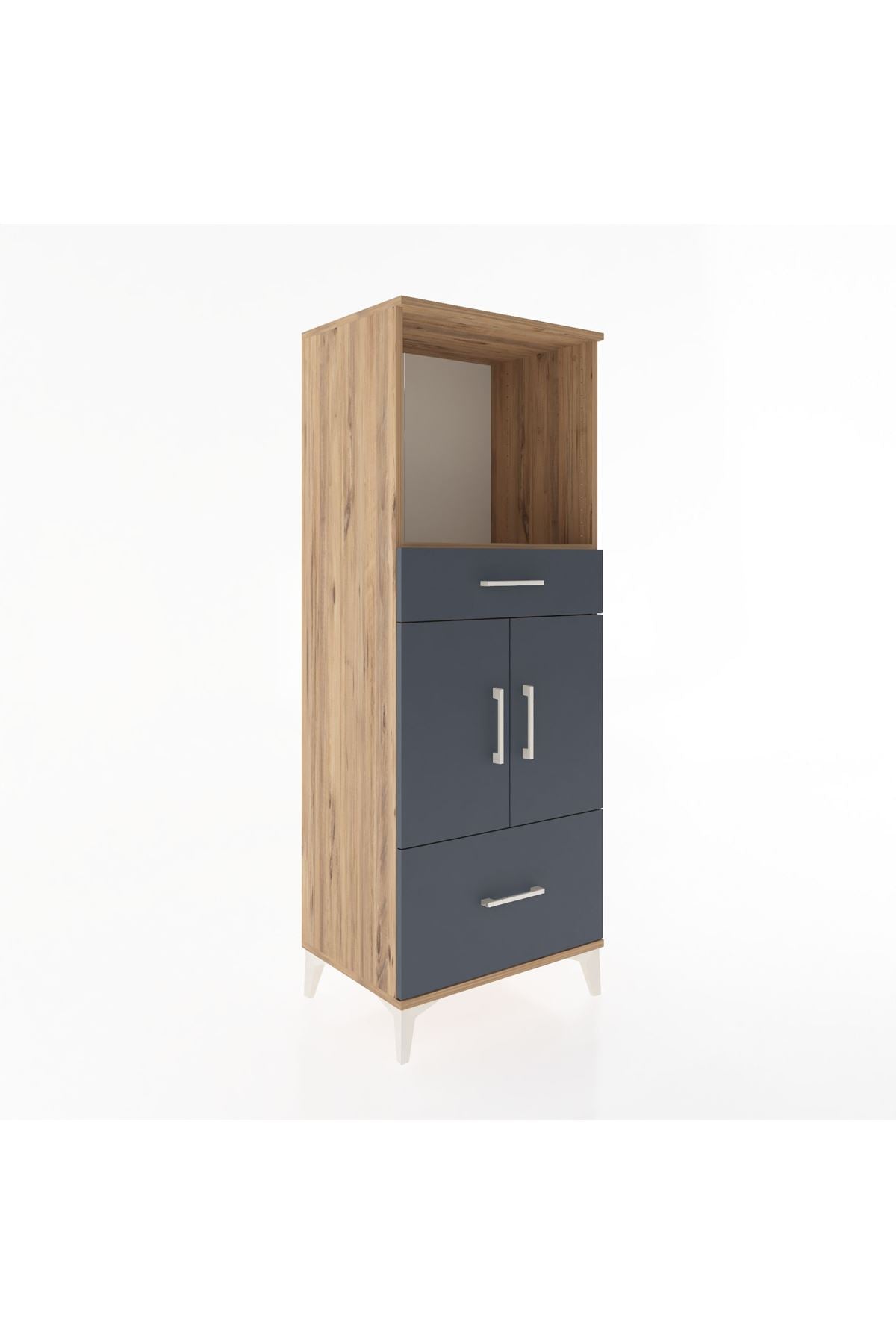 Hyperion Dolap 2 Raflı 2 Çekmeceli 2 Kapaklı 60x44x163 Çam-Antrasit