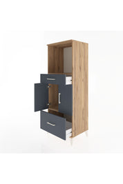 Hyperion Dolap 2 Raflı 2 Çekmeceli 2 Kapaklı 60x44x163 Çam-Antrasit