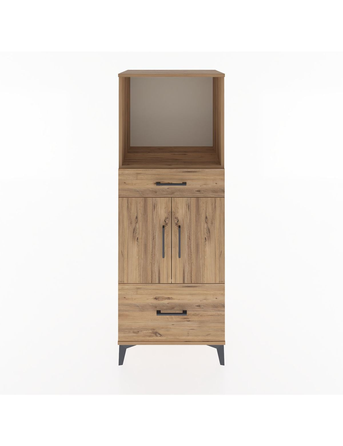 Hyperion Dolap 2 Raflı 2 Çekmeceli 2 Kapaklı 60x44x163 Çam-Çam