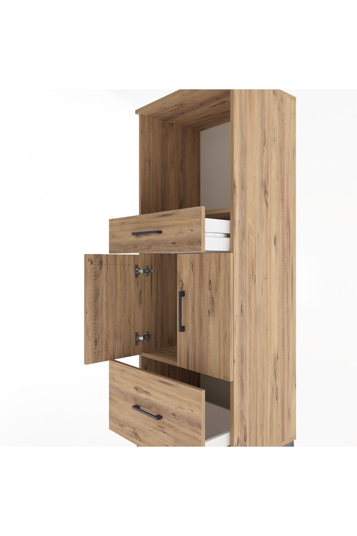 Hyperion Dolap 2 Raflı 2 Çekmeceli 2 Kapaklı 60x44x163 Çam-Çam