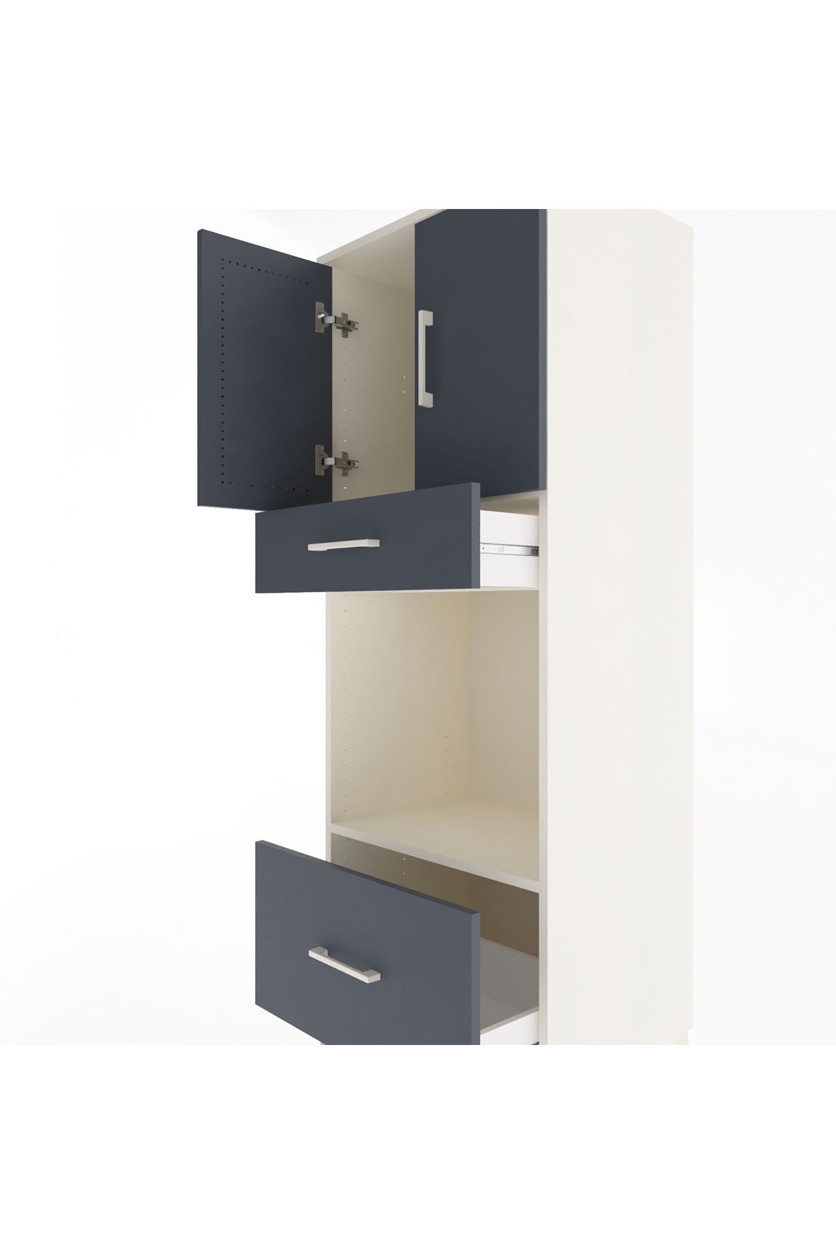 Hyperion Dolap 2 Raflı 2 Çekmeceli 2 Kapaklı 60x44x163 Aytaşı-Antrasit