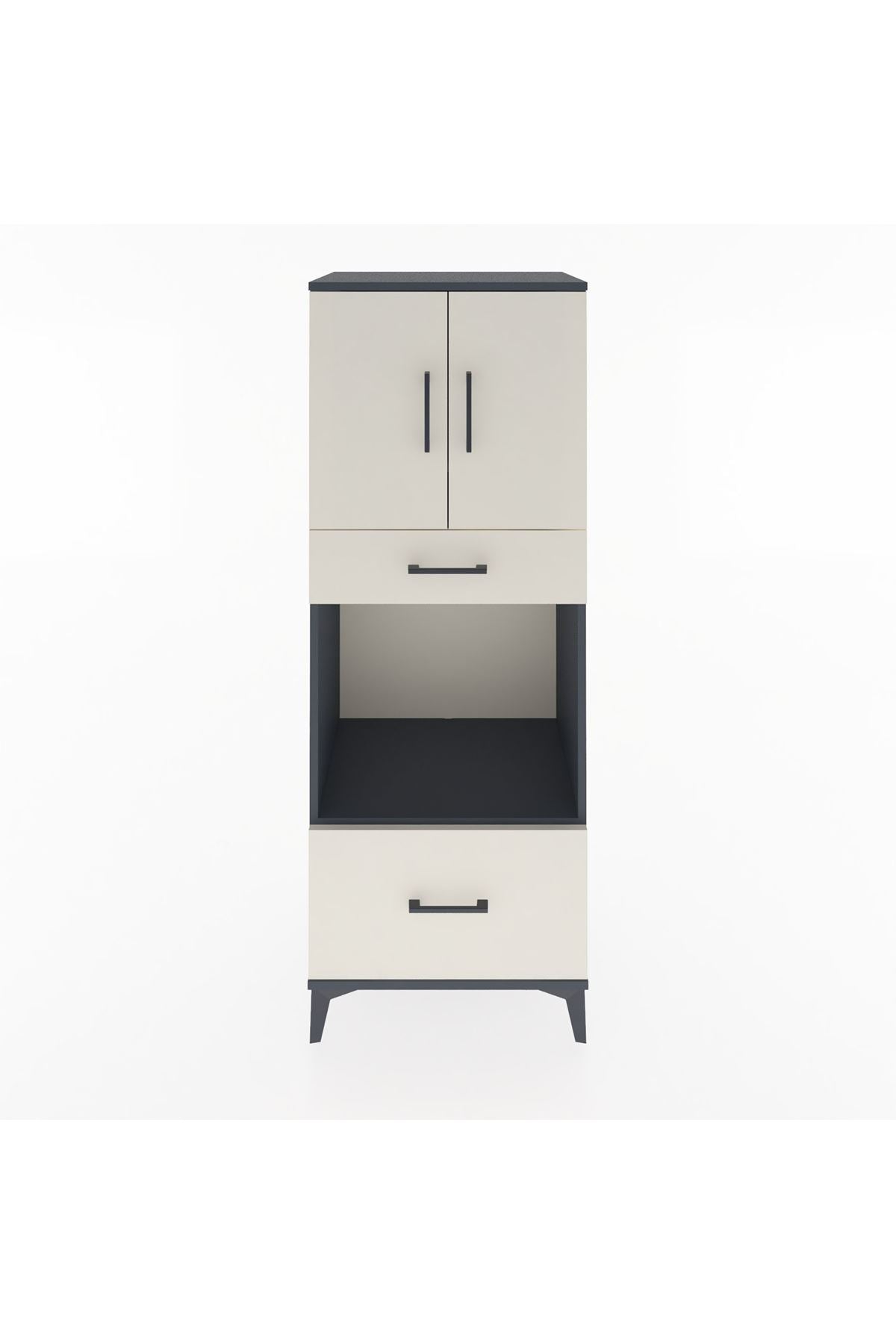 Hyperion Dolap 2 Raflı 2 Çekmeceli 2 Kapaklı 60x44x163 Antrasit-Aytaşı