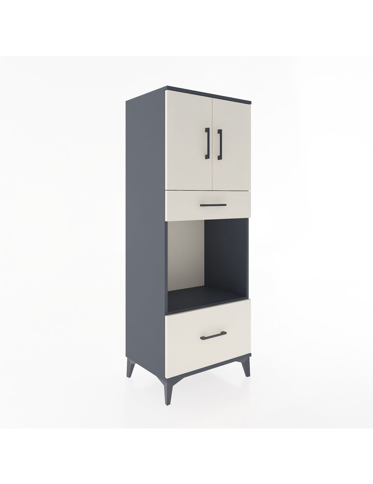 Hyperion Dolap 2 Raflı 2 Çekmeceli 2 Kapaklı 60x44x163 Antrasit-Aytaşı