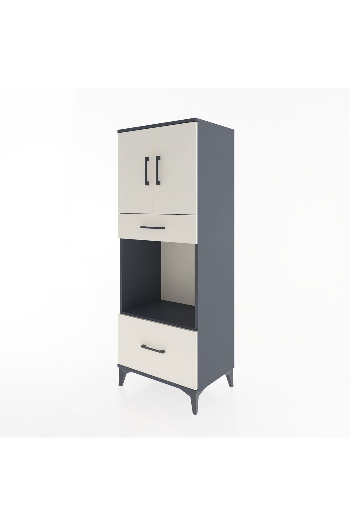 Hyperion Dolap 2 Raflı 2 Çekmeceli 2 Kapaklı 60x44x163 Antrasit-Aytaşı