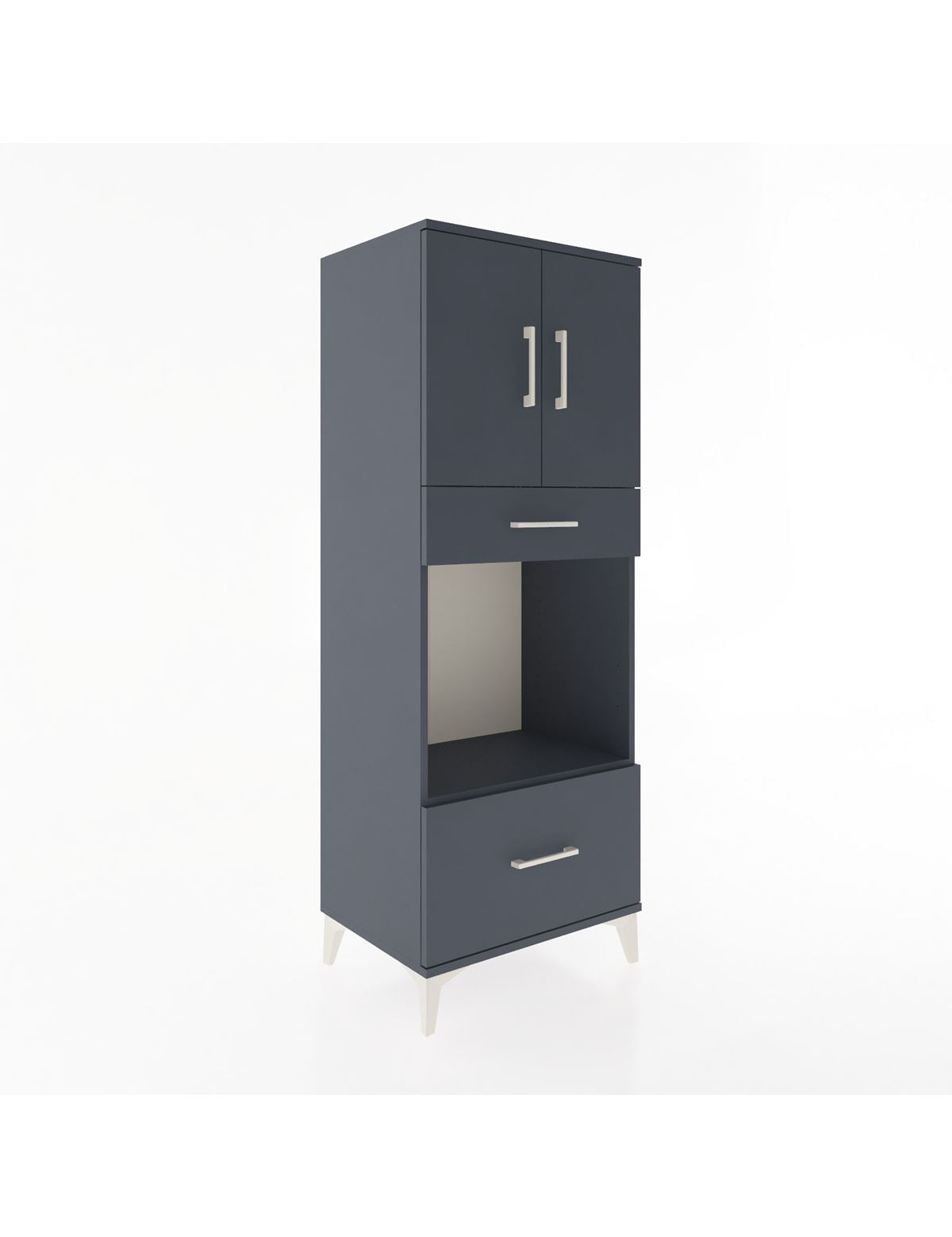 Hyperion Dolap 2 Raflı 2 Çekmeceli 2 Kapaklı 60x44x163 Antrasit-Antrasit