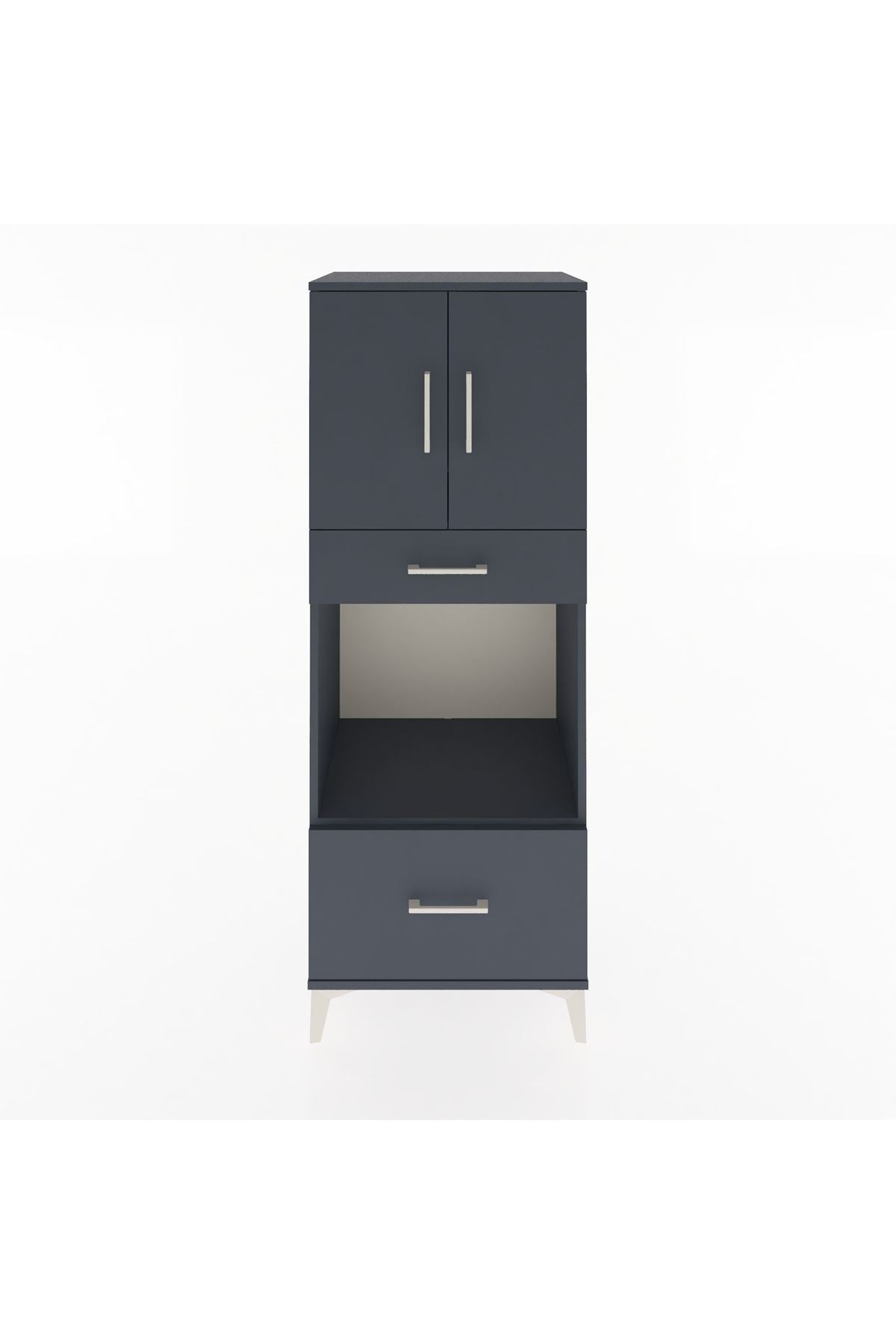 Hyperion Dolap 2 Raflı 2 Çekmeceli 2 Kapaklı 60x44x163 Antrasit-Antrasit