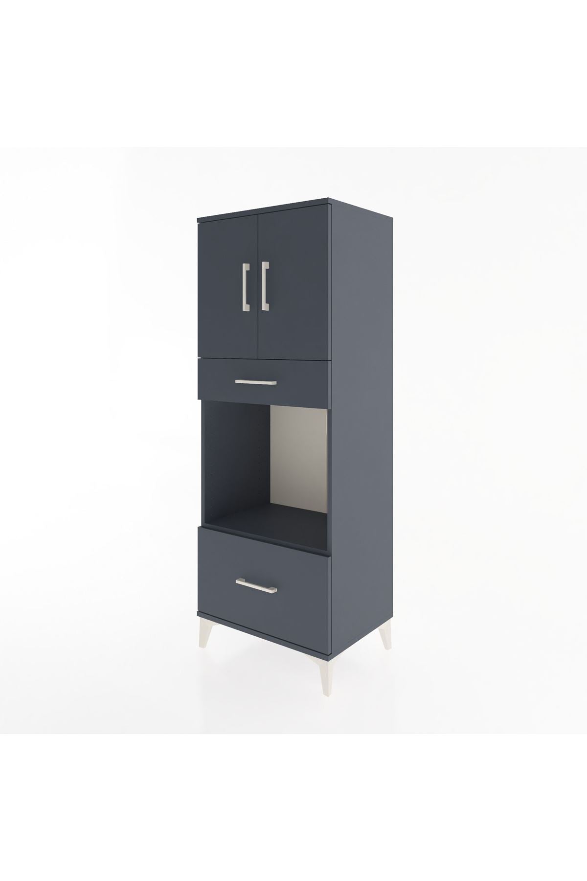 Hyperion Dolap 2 Raflı 2 Çekmeceli 2 Kapaklı 60x44x163 Antrasit-Antrasit