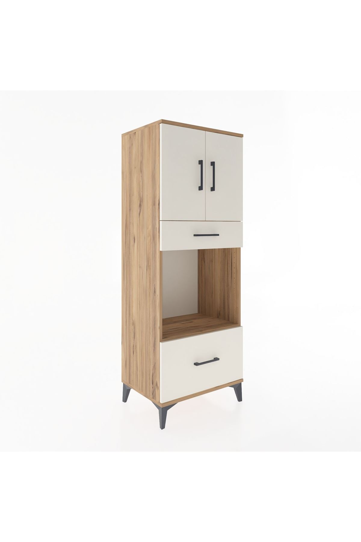 Hyperion Dolap 2 Raflı 2 Çekmeceli 2 Kapaklı 60x44x163 Çam-Aytaşı