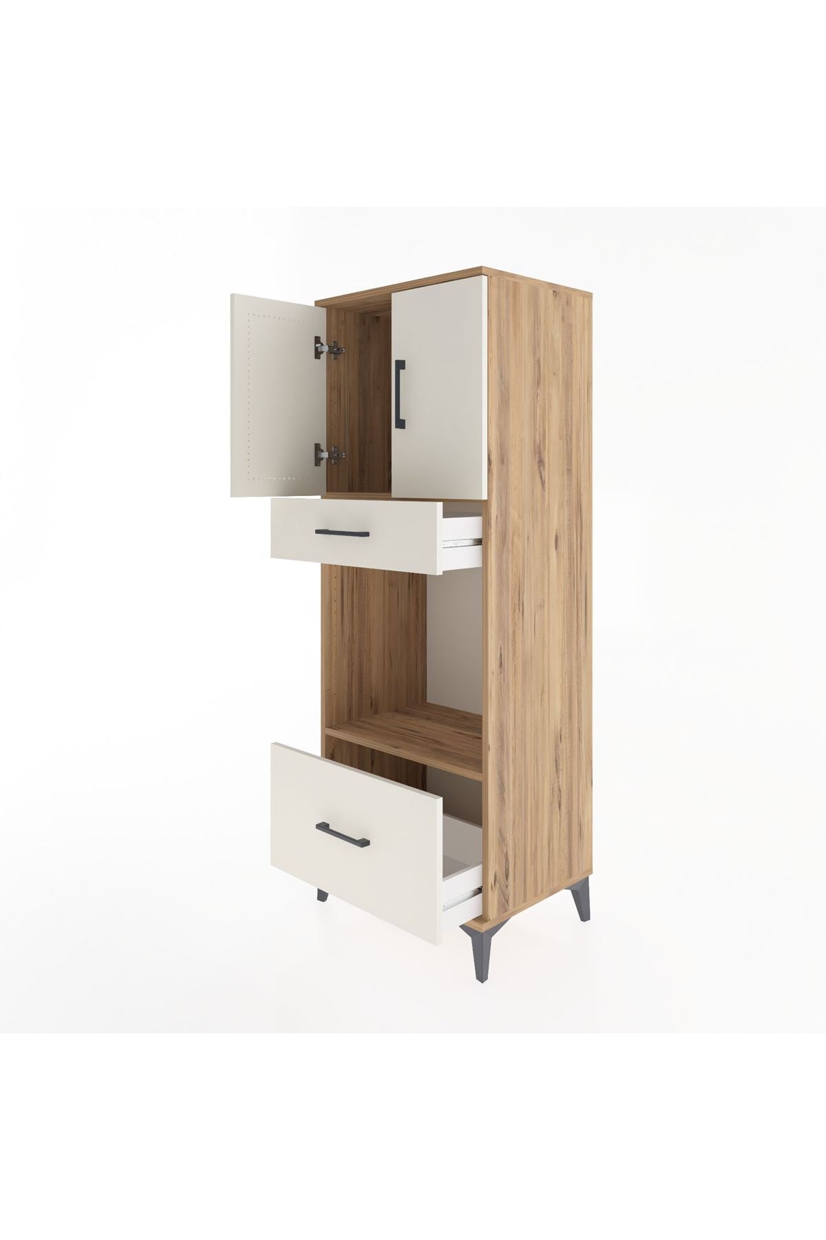 Hyperion Dolap 2 Raflı 2 Çekmeceli 2 Kapaklı 60x44x163 Çam-Aytaşı