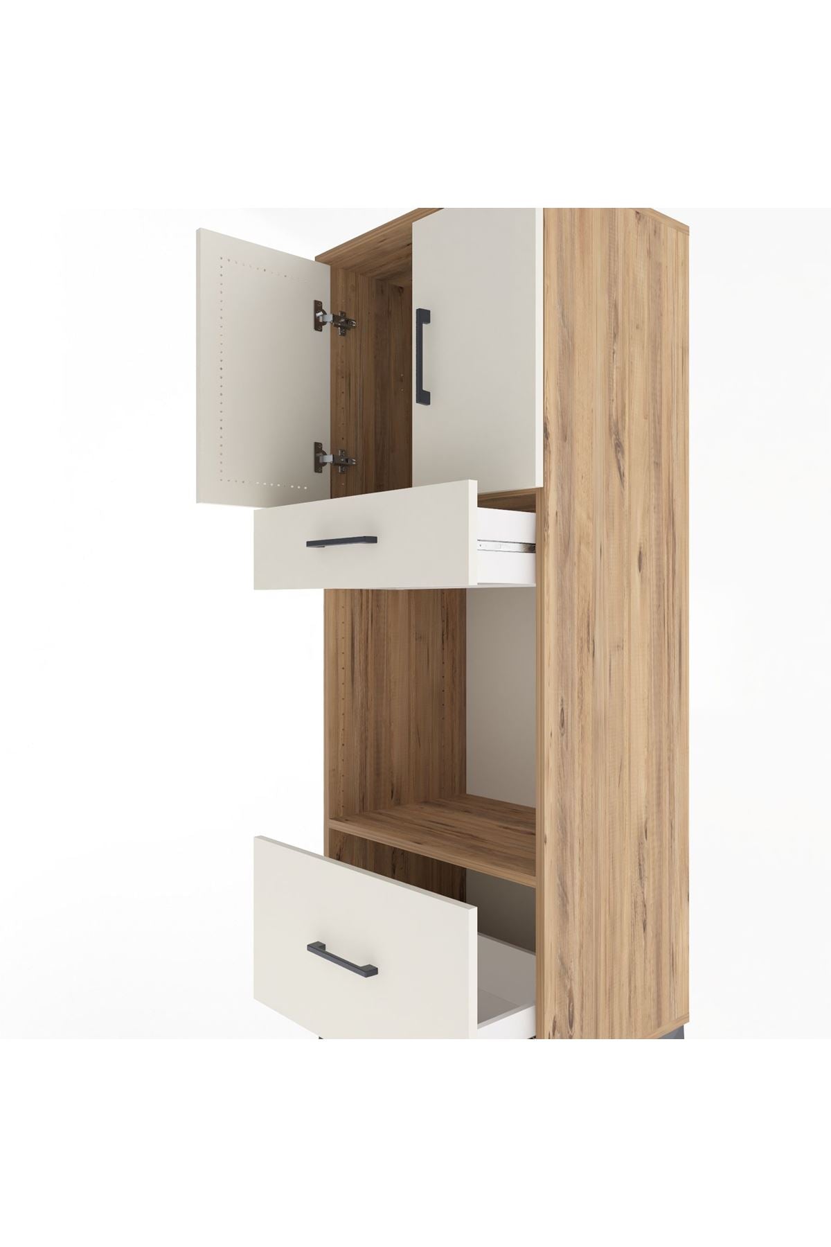 Hyperion Dolap 2 Raflı 2 Çekmeceli 2 Kapaklı 60x44x163 Çam-Aytaşı