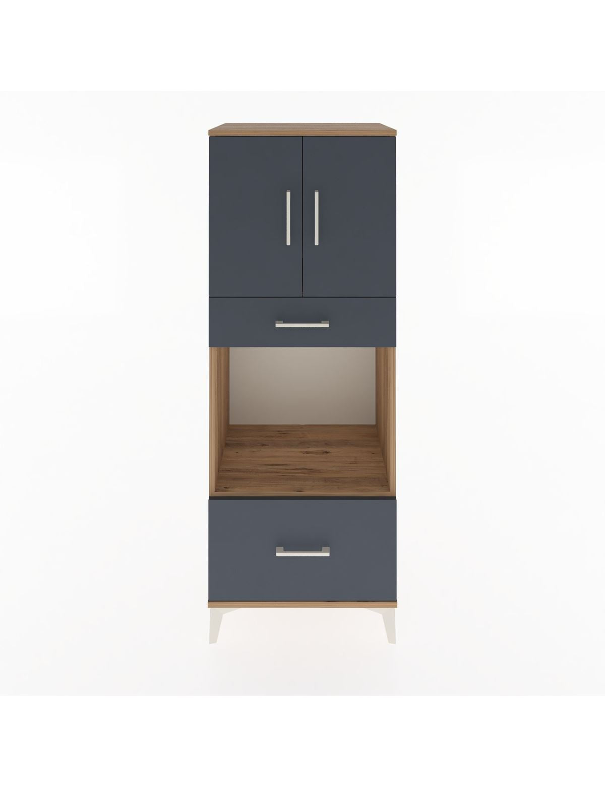 Hyperion Dolap 2 Raflı 2 Çekmeceli 2 Kapaklı 60x44x163 Çam-Antrasit